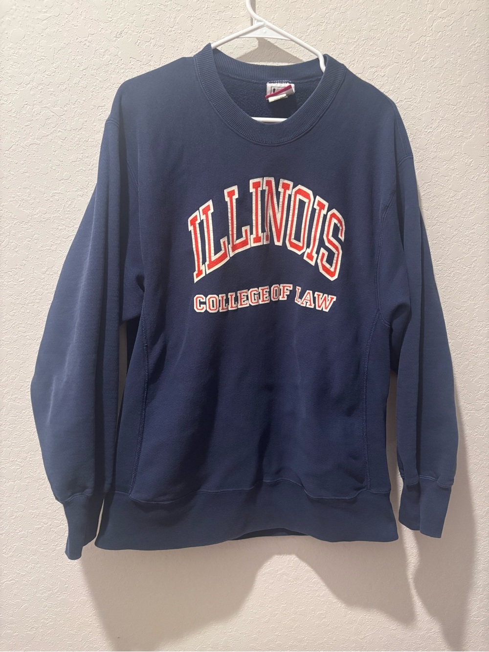 Vintage 1992 Lee Cross Grain Illinois College Law Sweatshirt USA Navy
